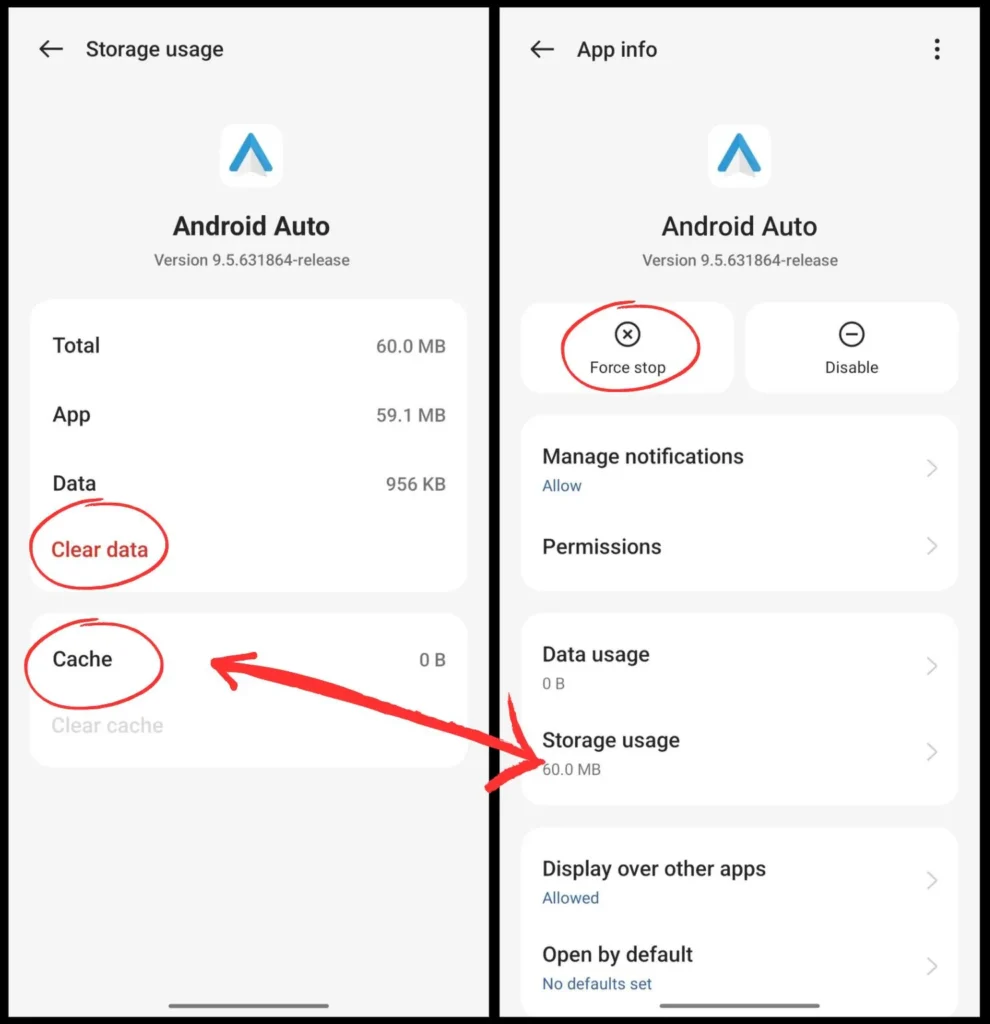 Android auto force stop and clear