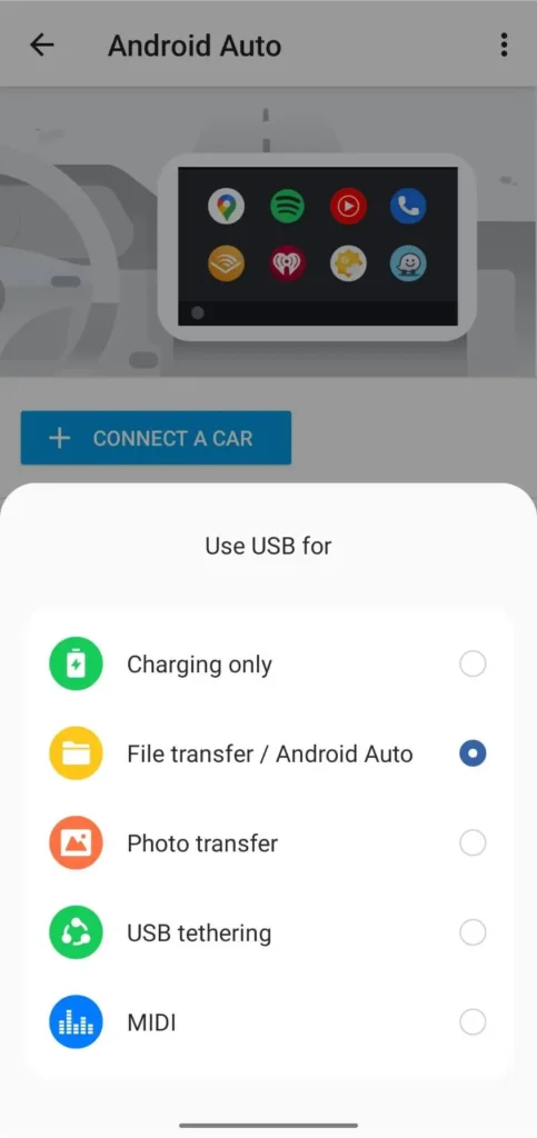 android auto usb connect